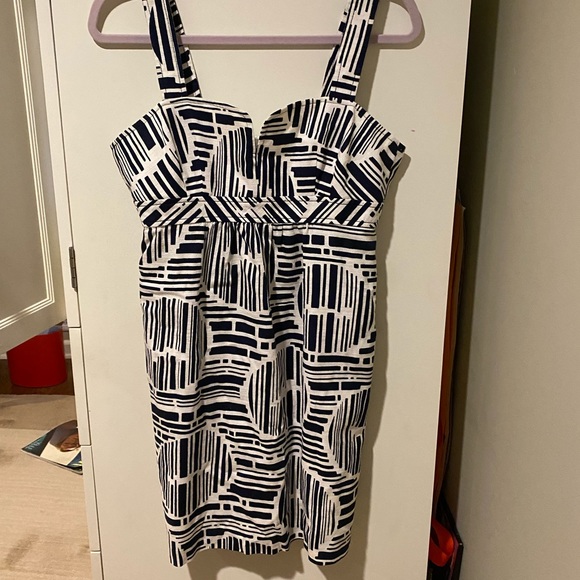 Trina Turk Navy/White Sundress with Adjustable Straps Size: 10 - Picture 1 of 7
